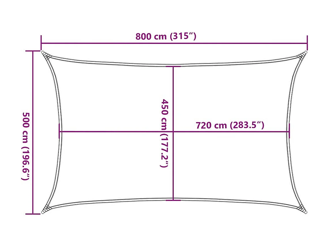 Para-sol estilo vela em PEAD verde-escuro 5x8 m para proteção solar