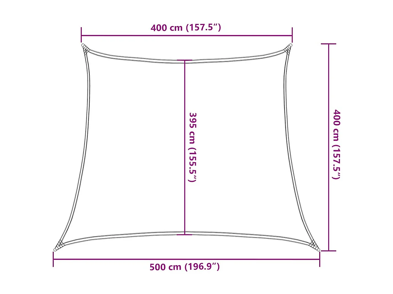 Para-sol Trapézio Azul 4x4 m em PEAD - Proteção UV e Resistência