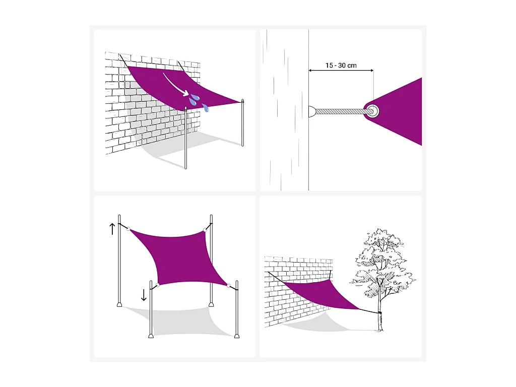 Toldo de vela rojo HDPE 160 g/m² 2,5x2,5 m