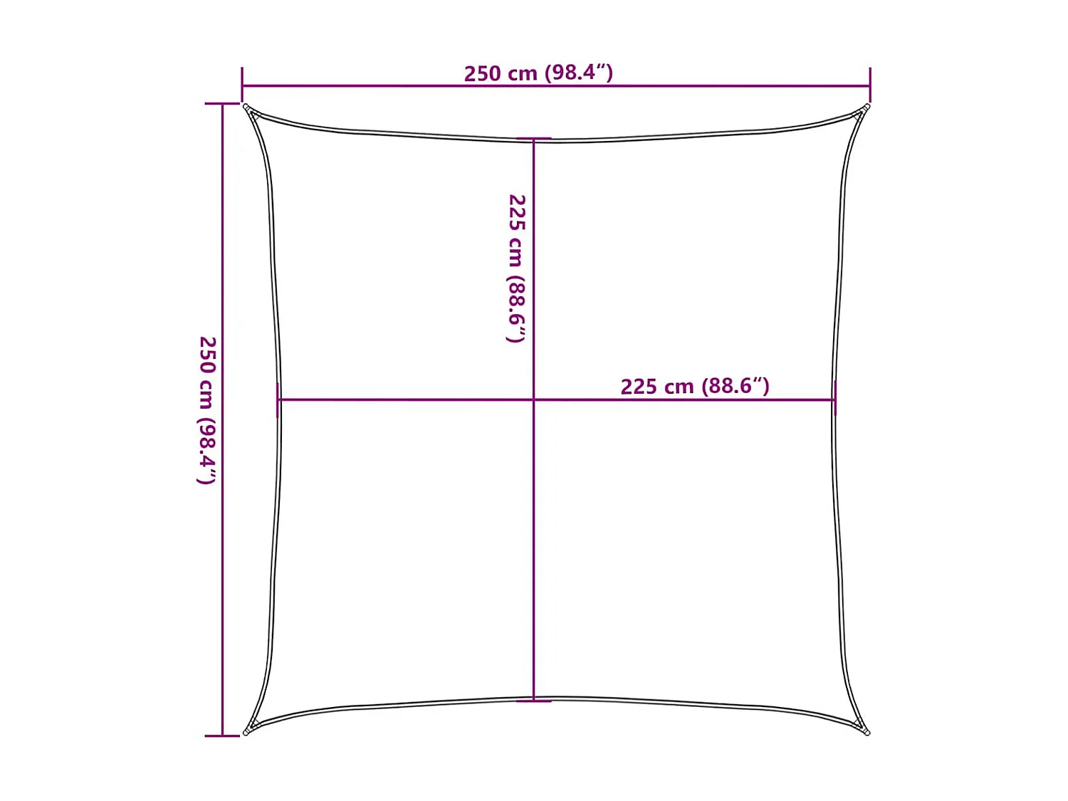 Para-sol estilo vela 2,5x2,5m em PEAD vermelho para proteção UV