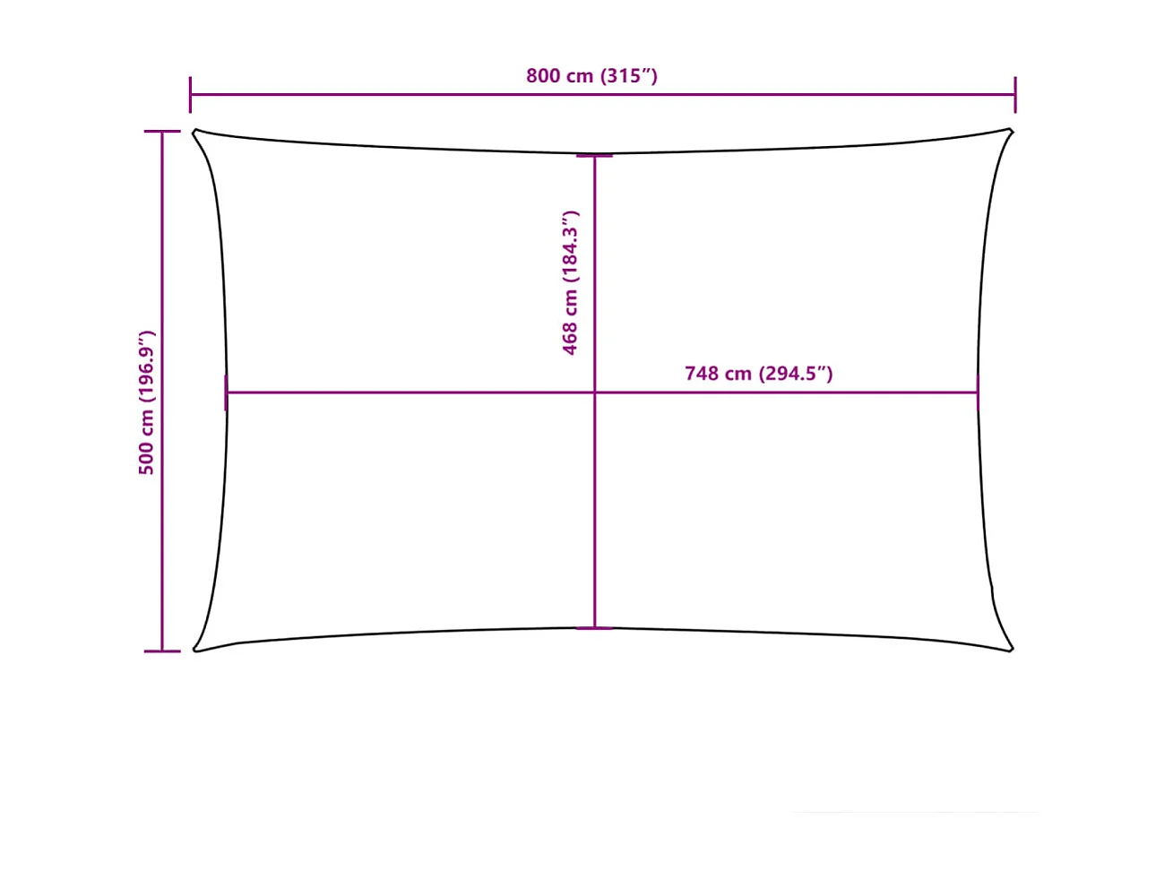 Para-sol retangular de 5x8m em tecido oxford castanho para proteção ao ar livre