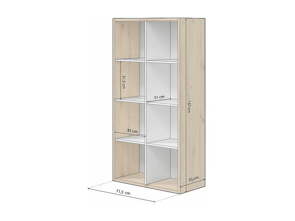 Estantería Dess Blanco Artik (Blanco Mate) - Roble Nodi