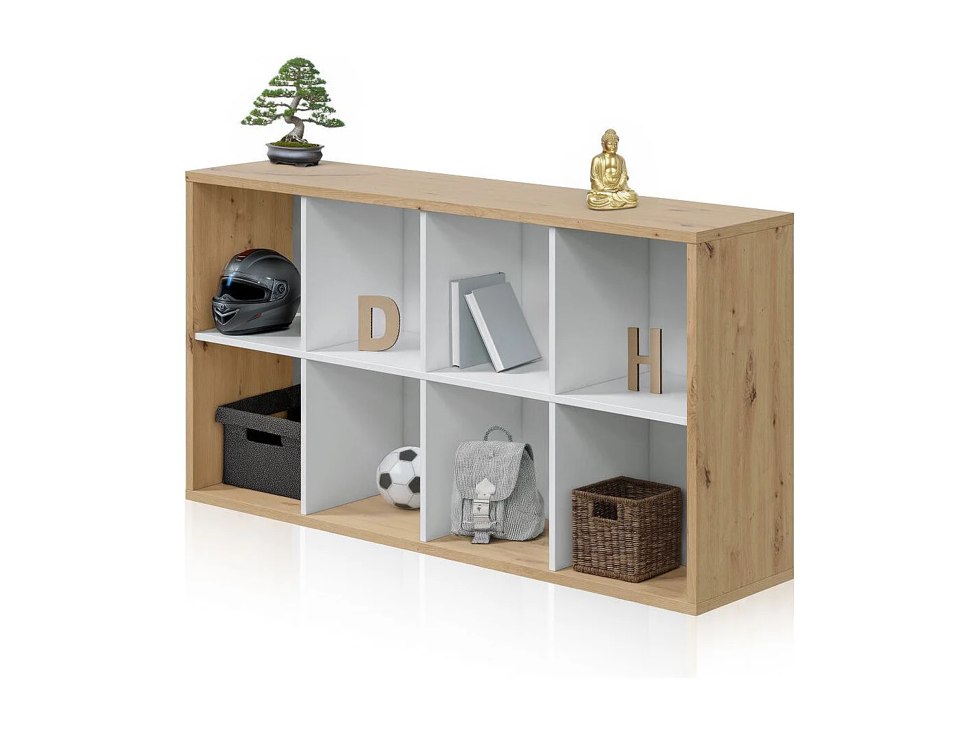 Estantería Dess Blanco Artik (Blanco Mate) - Roble Nodi