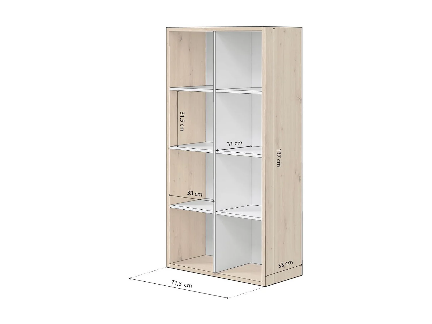 Estantería Dess Blanco Artik (Blanco Mate) - Roble Nodi