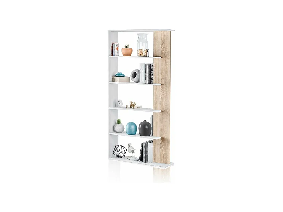 Estantería Opal Blanco Artik (Blanco Mate) - Roble Canadian
