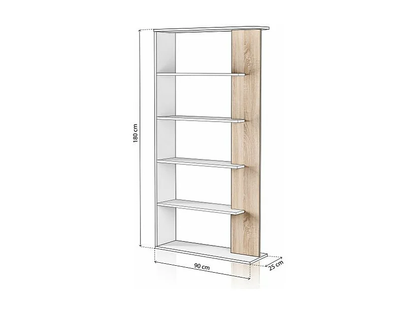 Estantería Opal Blanco Artik (Blanco Mate) - Roble Canadian