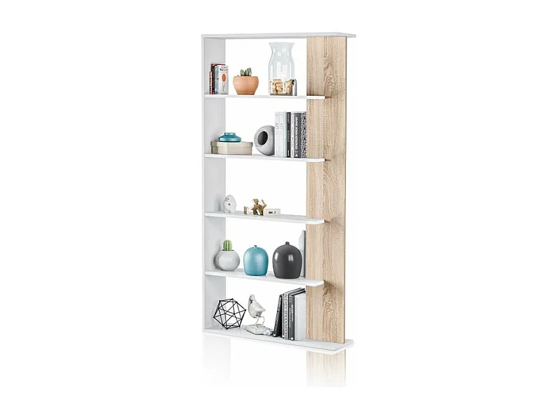 Estantería Opal Blanco Artik (Blanco Mate) - Roble Canadian