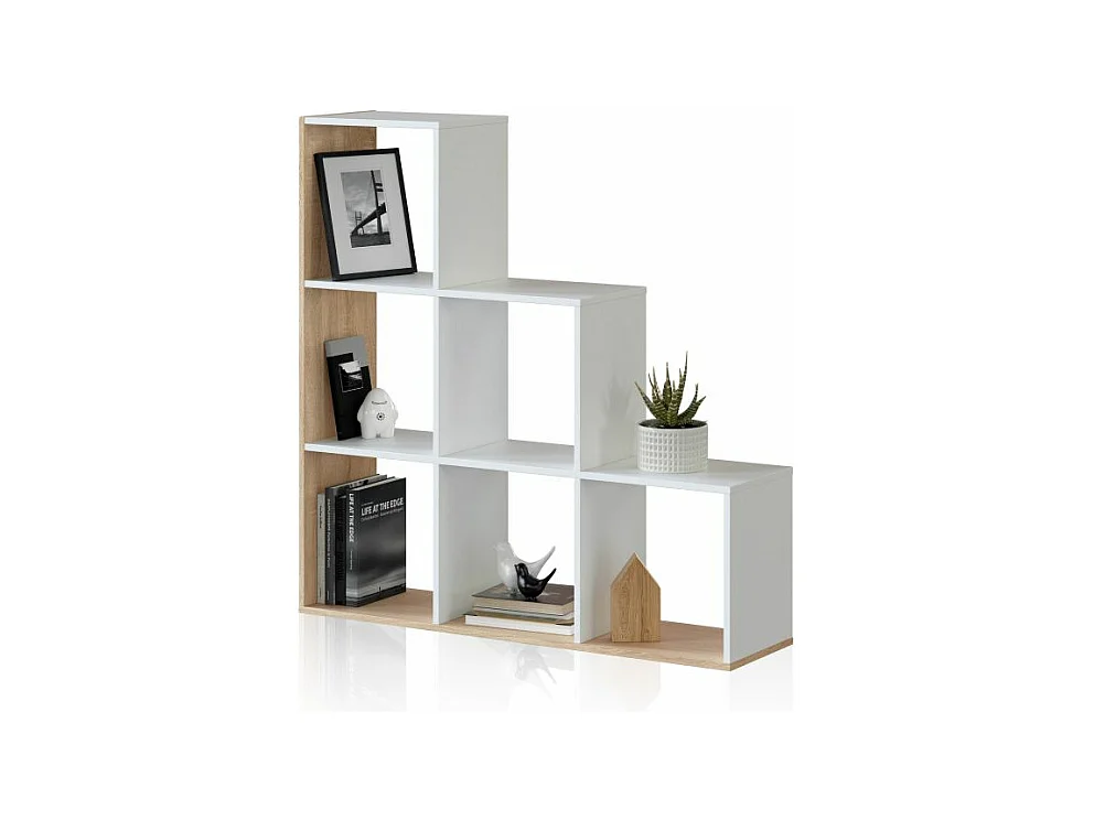 Estantería Teron Blanco Artik (Blanco Mate) - Roble Canadian