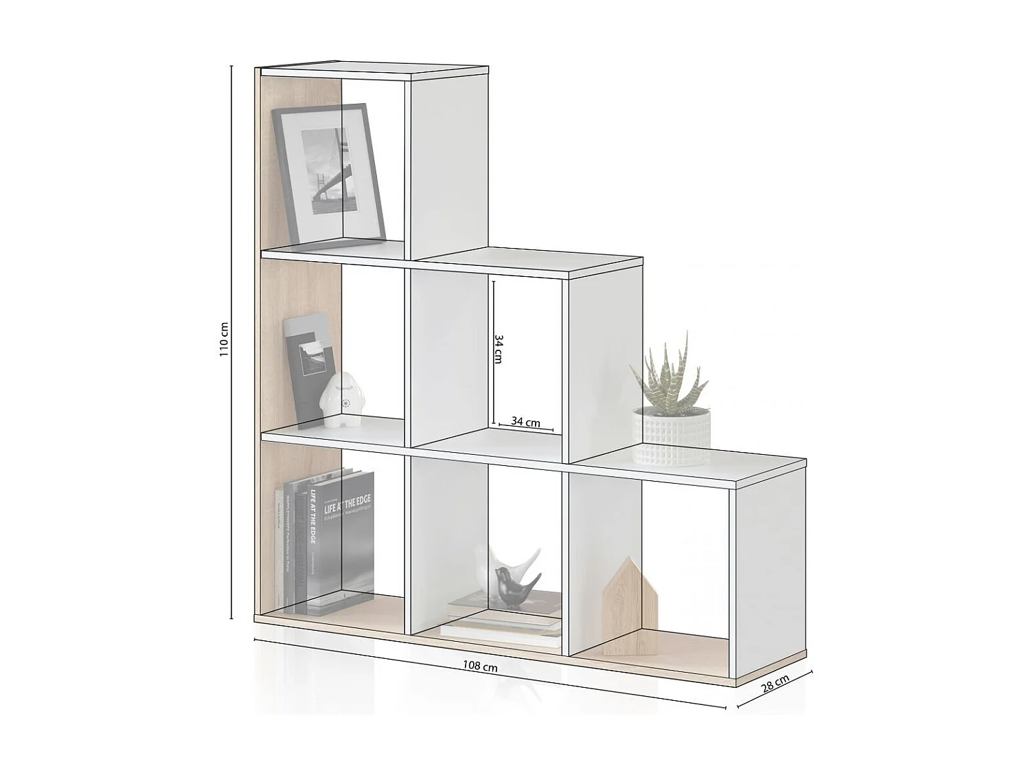 Estantería Teron Blanco Artik (Blanco Mate) - Roble Canadian