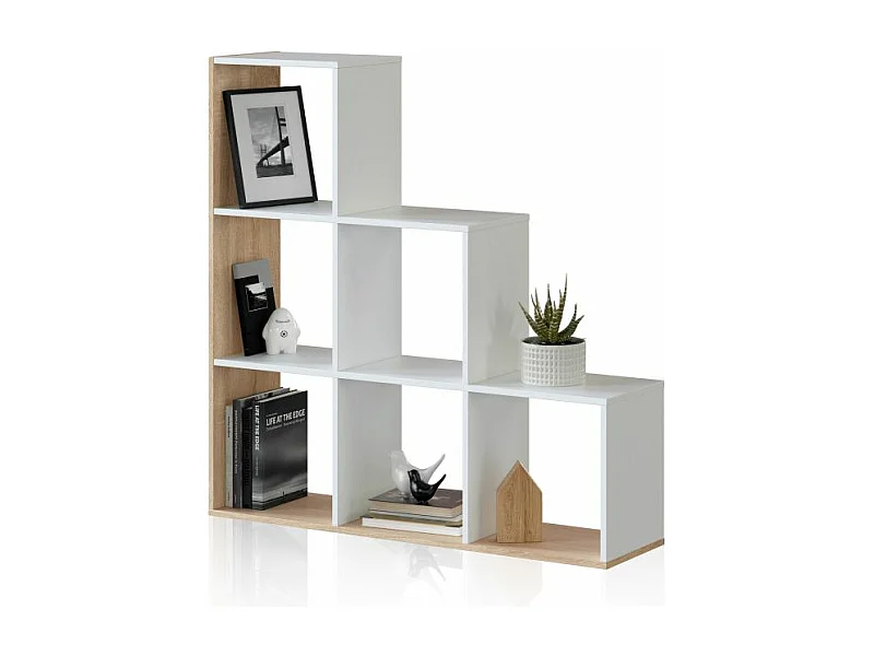 Estantería Teron Blanco Artik (Blanco Mate) - Roble Canadian