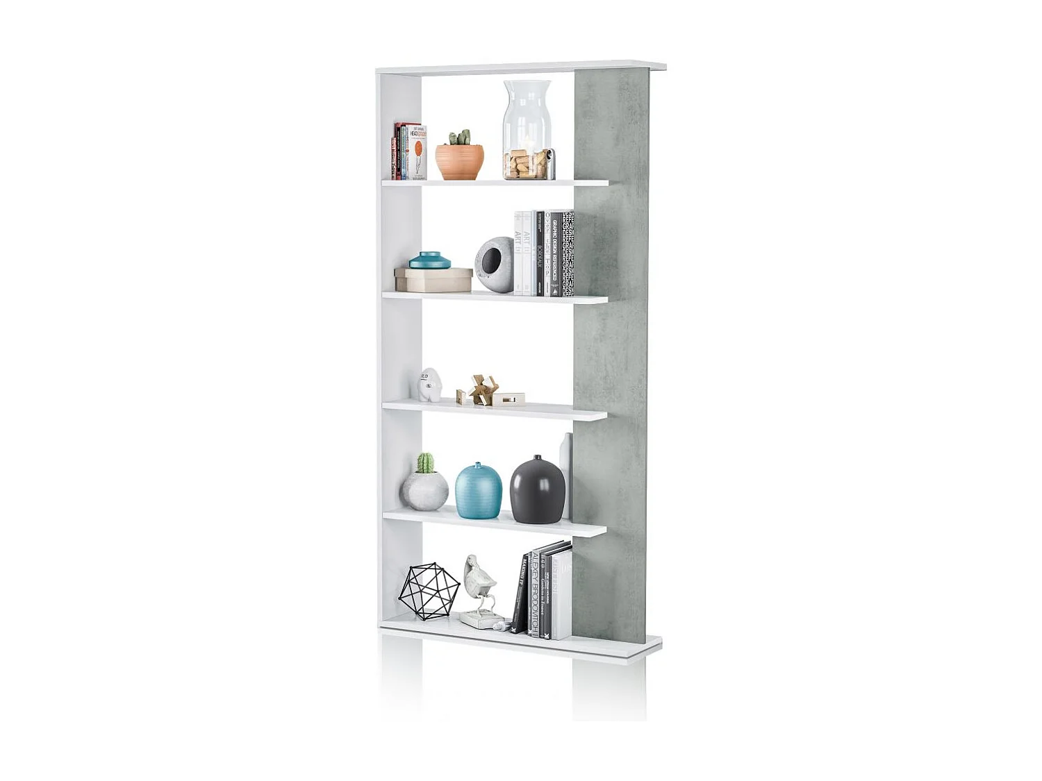 Estantería Opal Blanco Artik (Blanco Mate) - Gris Cemento