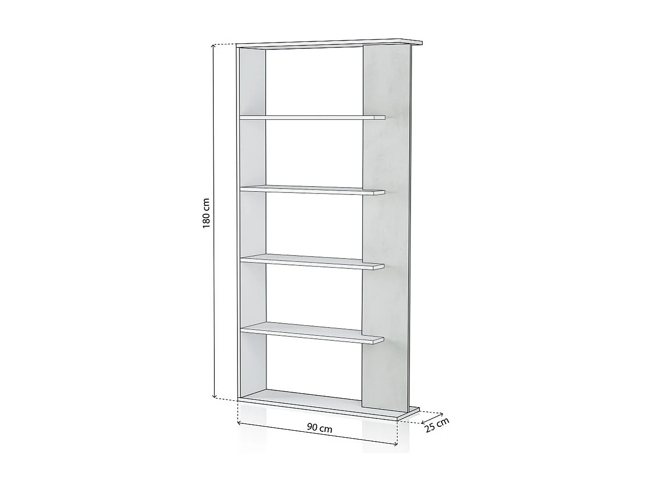 Estantería Opal Blanco Artik (Blanco Mate) - Gris Cemento