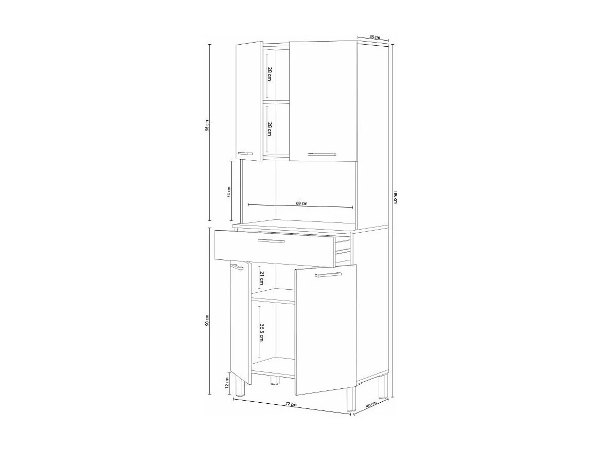 Alacena cocina Colin 4 Puertas Blanco Artik (Blanco Mate) - Roble Canadian