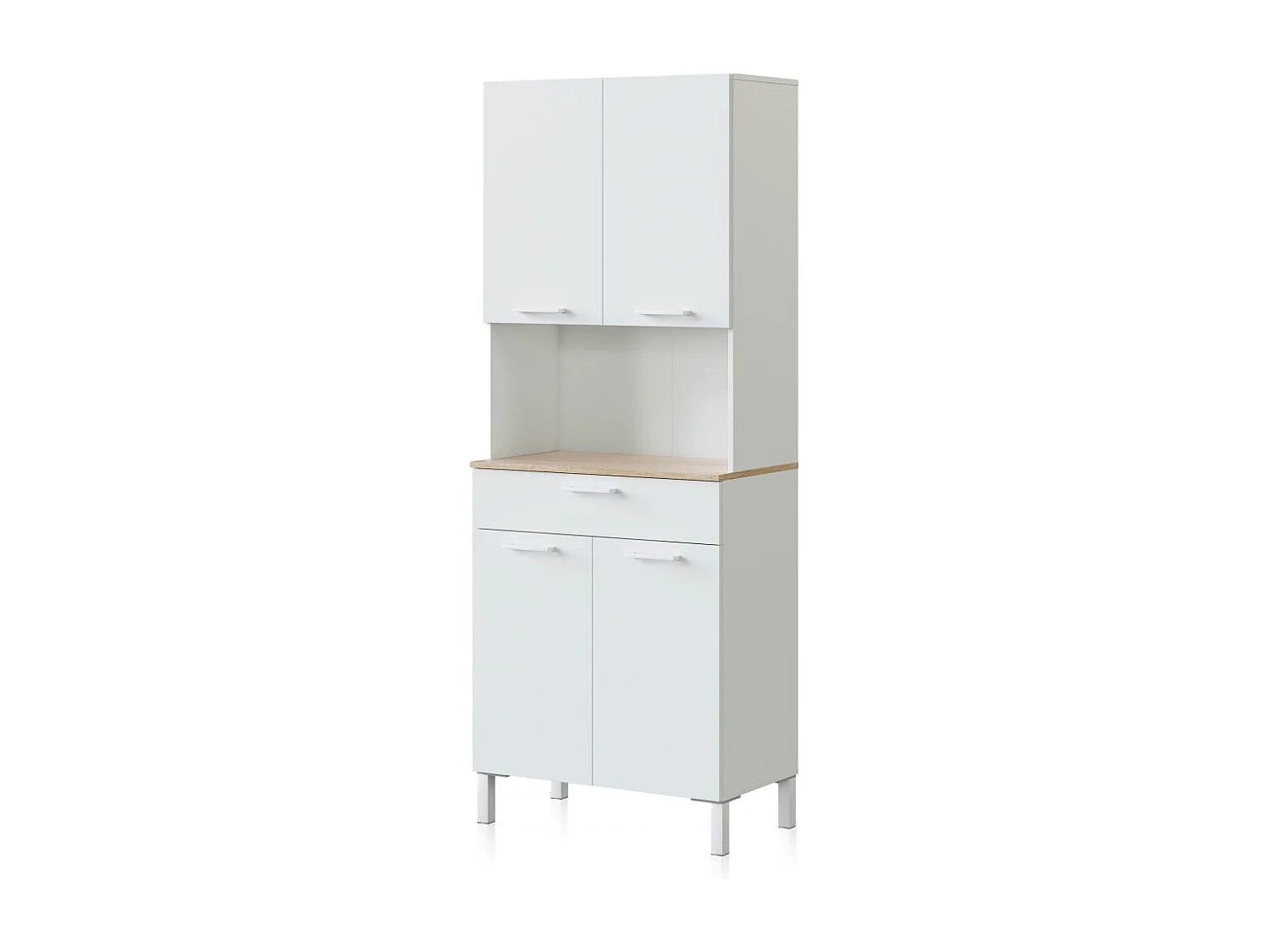Alacena cocina Colin 4 Puertas Blanco Artik (Blanco Mate) - Roble Canadian
