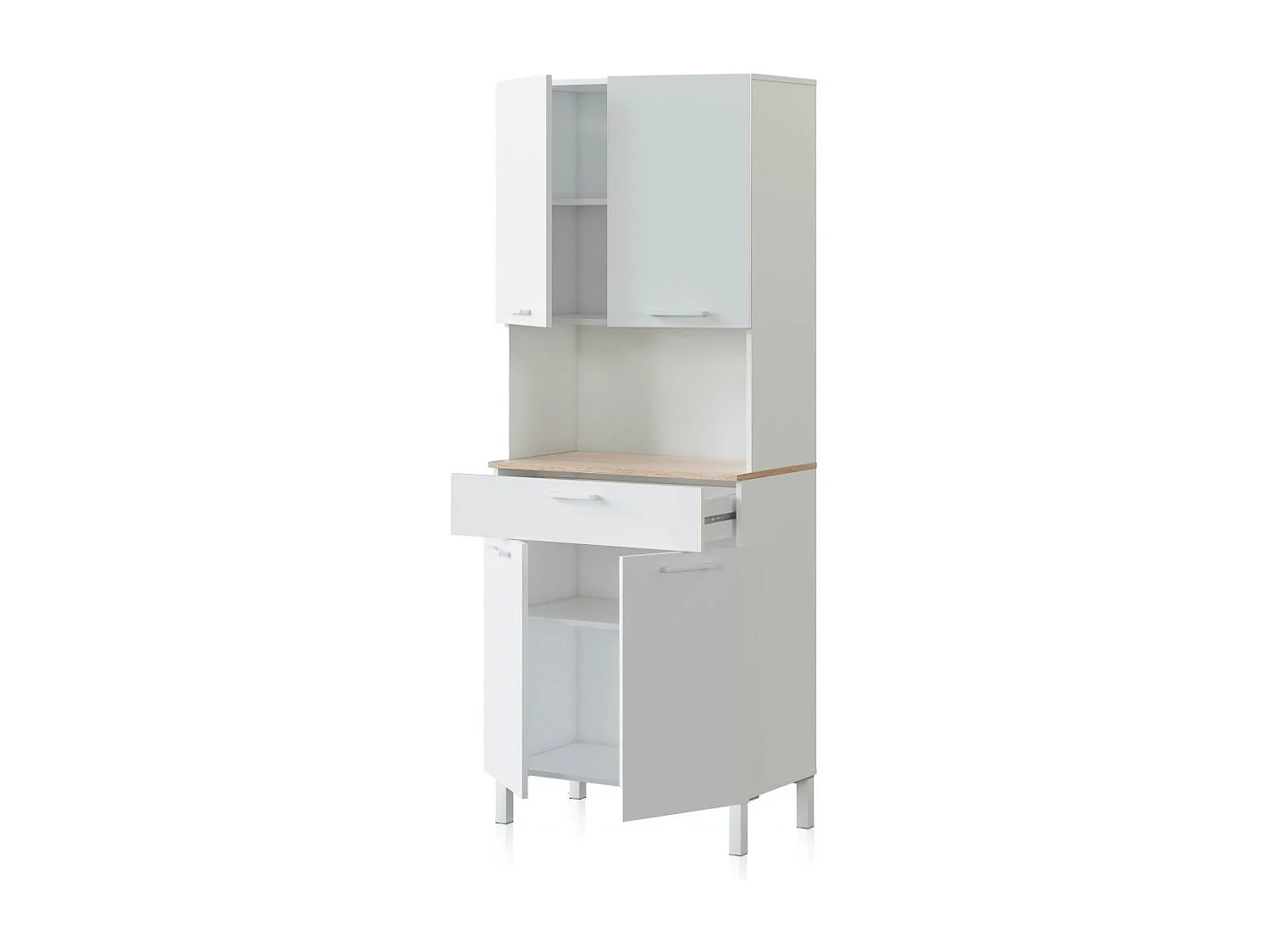 Alacena cocina Colin 4 Puertas Blanco Artik (Blanco Mate) - Roble Canadian