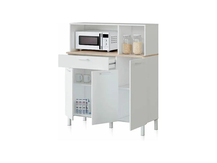 Alacena cocina Colin 3 Puertas Blanco Artik (Blanco Mate) - Roble Canadian