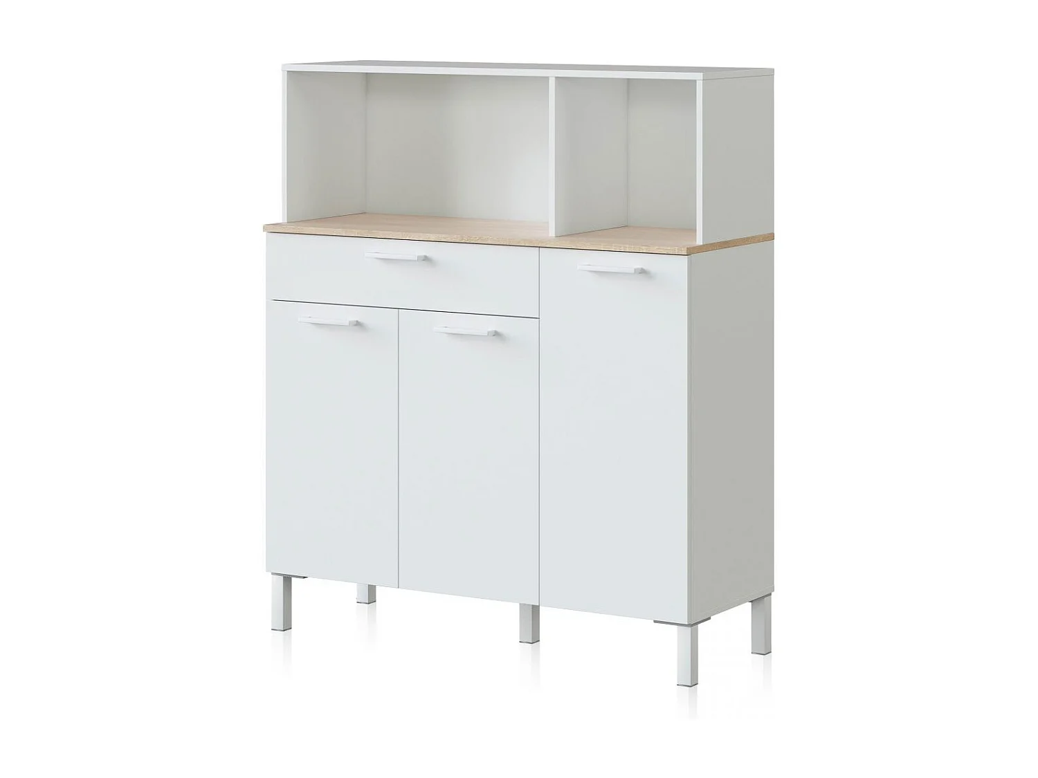 Alacena cocina Colin 3 Puertas Blanco Artik (Blanco Mate) - Roble Canadian