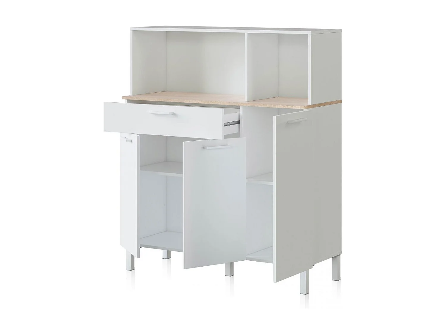 Alacena cocina Colin 3 Puertas Blanco Artik (Blanco Mate) - Roble Canadian
