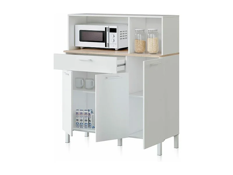 Alacena cocina Colin 3 Puertas Blanco Artik (Blanco Mate) - Roble Canadian