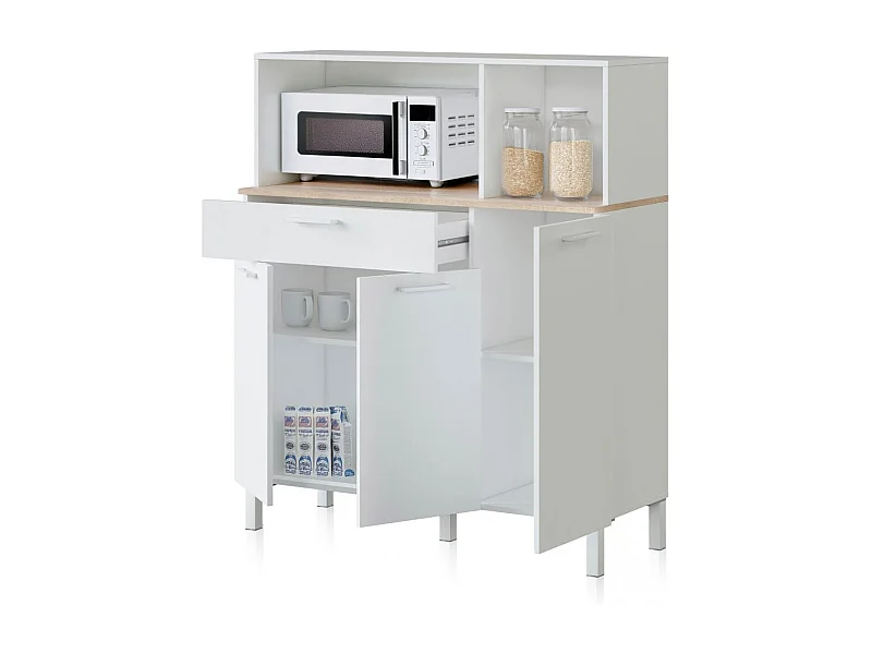 Alacena cocina Colin 3 Puertas Blanco Artik (Blanco Mate) - Roble Canadian