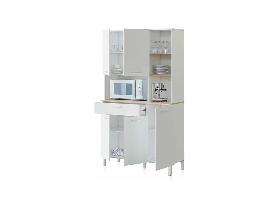 Alacena cocina Colin 5 Puertas Blanco Artik (Blanco Mate) - Roble Canadian