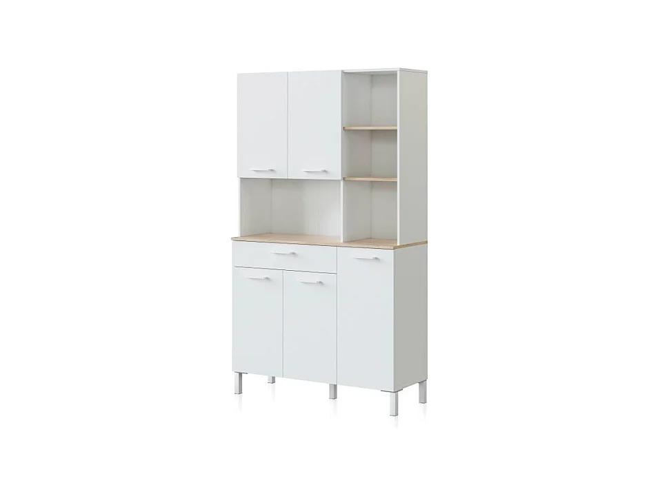 Alacena cocina Colin 5 Puertas Blanco Artik (Blanco Mate) - Roble Canadian