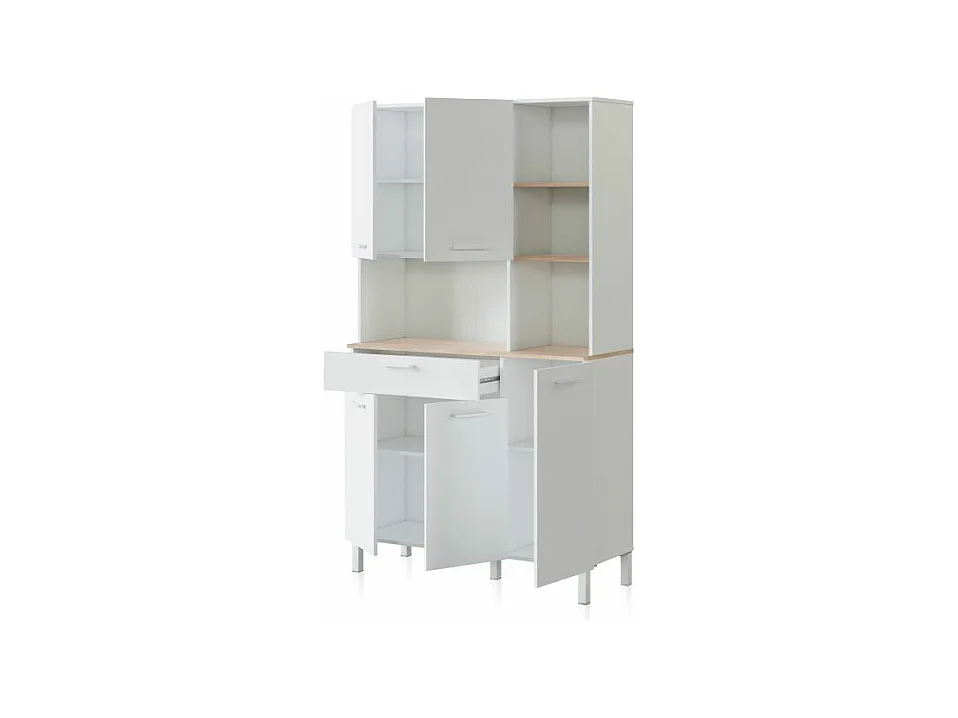 Alacena cocina Colin 5 Puertas Blanco Artik (Blanco Mate) - Roble Canadian
