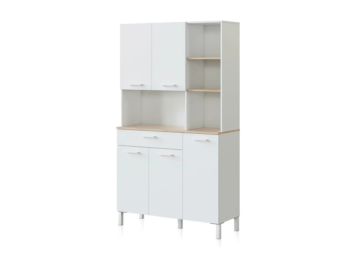Alacena cocina Colin 5 Puertas Blanco Artik (Blanco Mate) - Roble Canadian