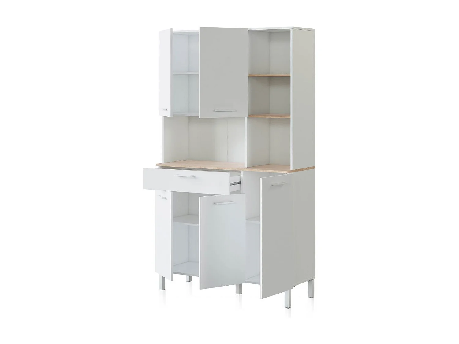 Alacena cocina Colin 5 Puertas Blanco Artik (Blanco Mate) - Roble Canadian