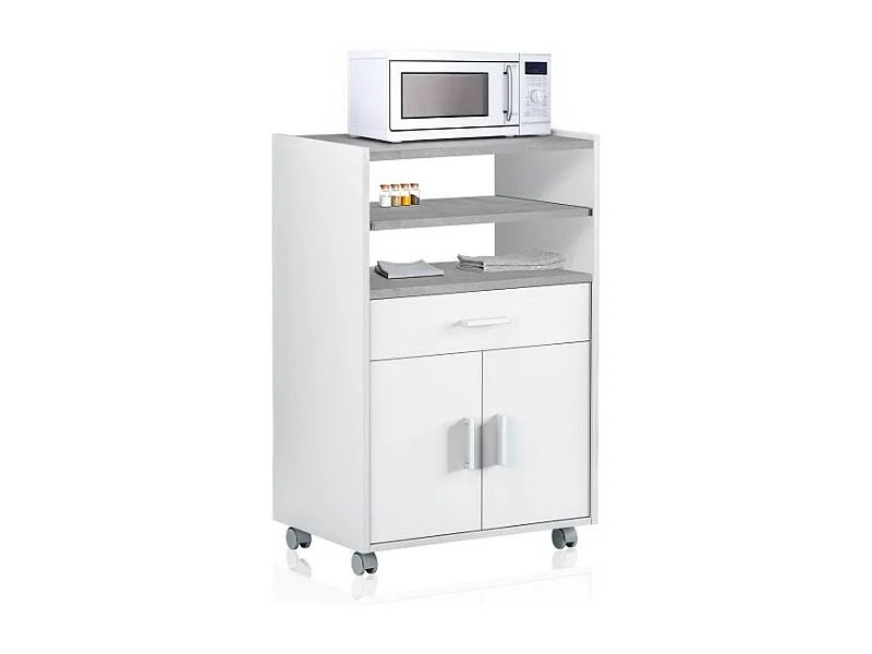 Mueble microondas Stella Blanco Artik (Blanco Mate) - Gris Cemento