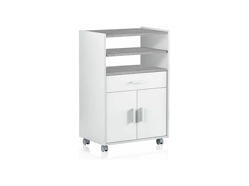 Mueble microondas Stella Blanco Artik (Blanco Mate) - Gris Cemento