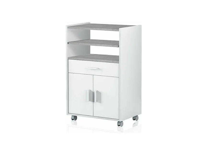 Mueble microondas Stella Blanco Artik (Blanco Mate) - Gris Cemento
