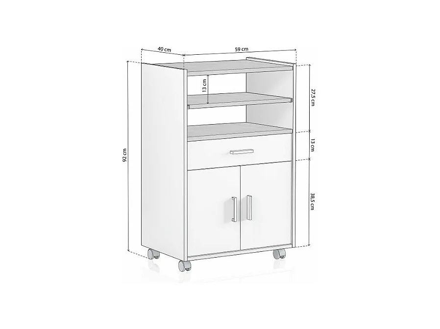 Mueble microondas Stella Blanco Artik (Blanco Mate) - Gris Cemento