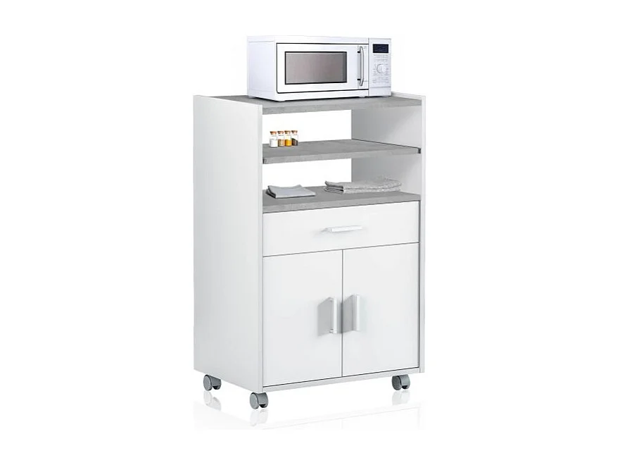 Mueble microondas Stella Blanco Artik (Blanco Mate) - Gris Cemento