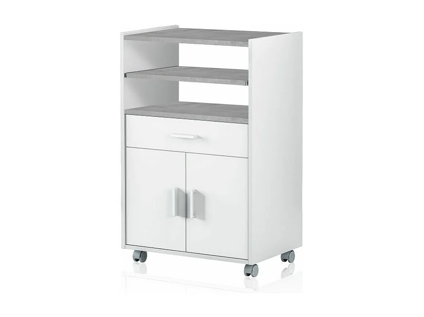 Mueble microondas Stella Blanco Artik (Blanco Mate) - Gris Cemento