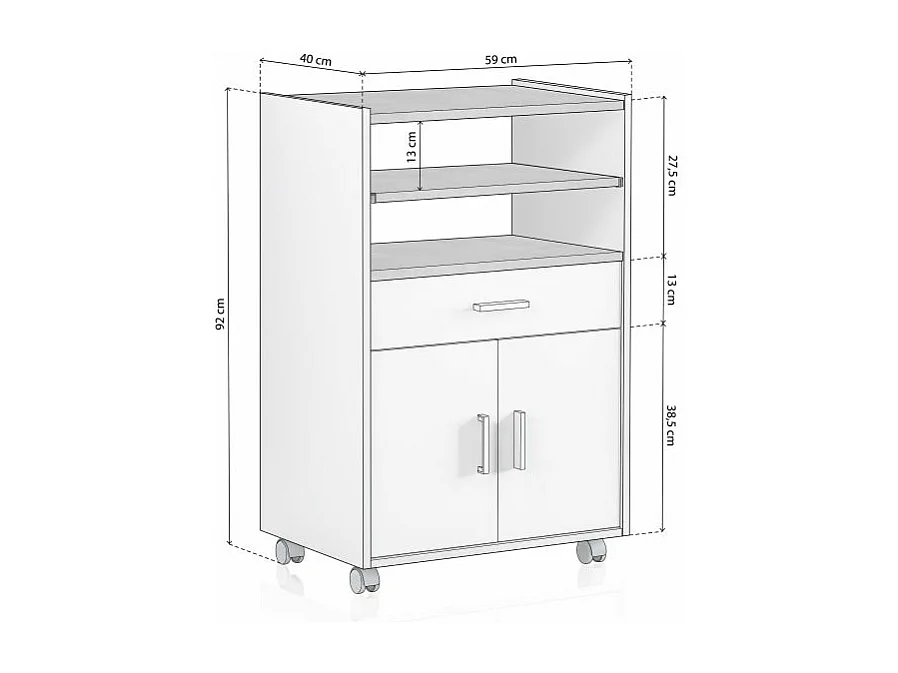 Mueble microondas Stella Blanco Artik (Blanco Mate) - Gris Cemento