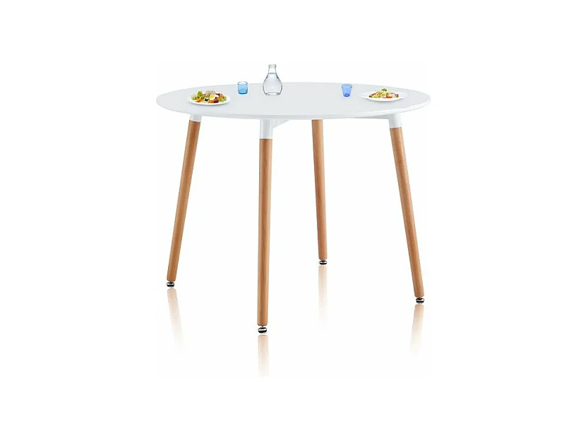 Mesa de comedor redonda Skandia Blanco - Madera de haya