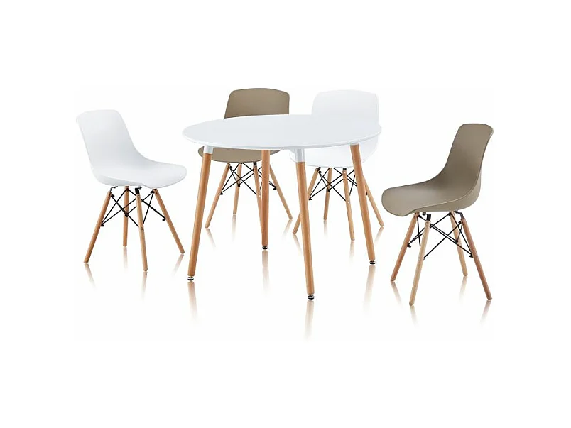 Mesa de comedor redonda Skandia Blanco - Madera de haya