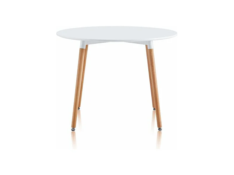 Mesa de comedor redonda Skandia Blanco - Madera de haya