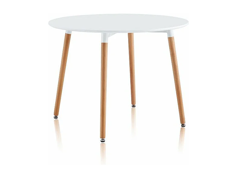 Mesa de comedor redonda Skandia Blanco - Madera de haya