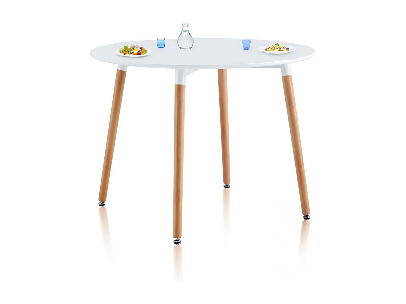 Mesa de comedor redonda Skandia Blanco - Madera de haya