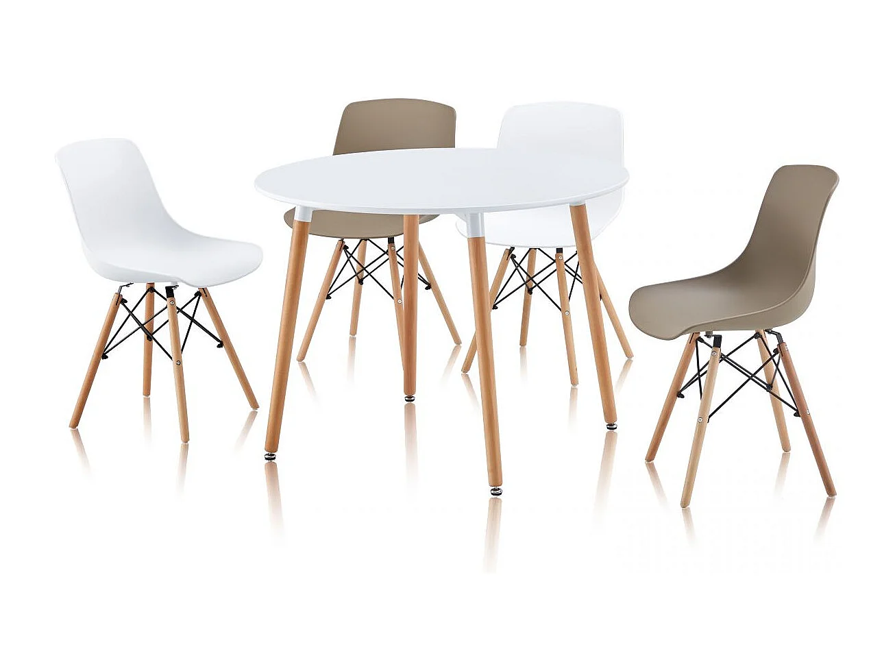 Mesa de comedor redonda Skandia Blanco - Madera de haya