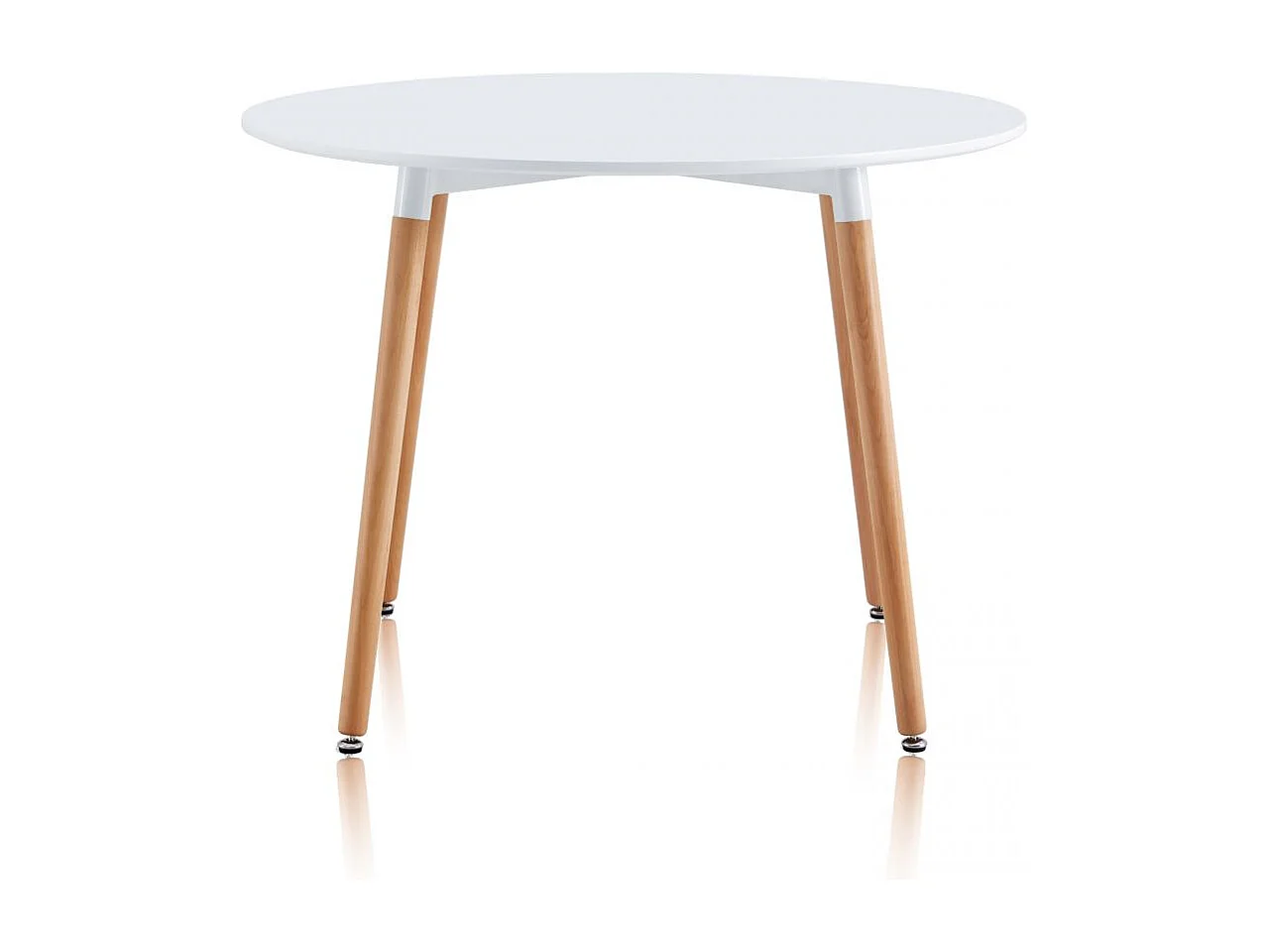 Mesa de comedor redonda Skandia Blanco - Madera de haya