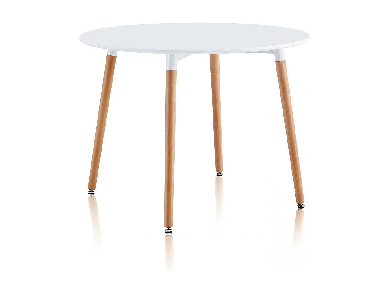Mesa de comedor redonda Skandia Blanco - Madera de haya