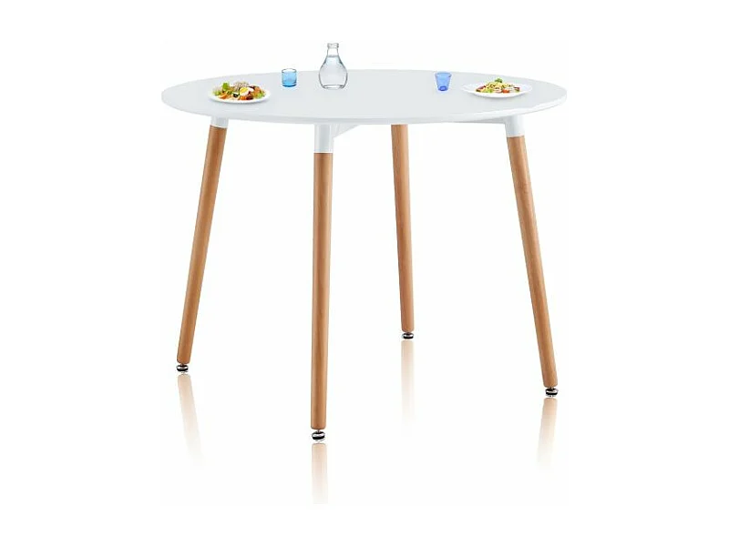 Mesa de comedor redonda Skandia Blanco - Madera de haya