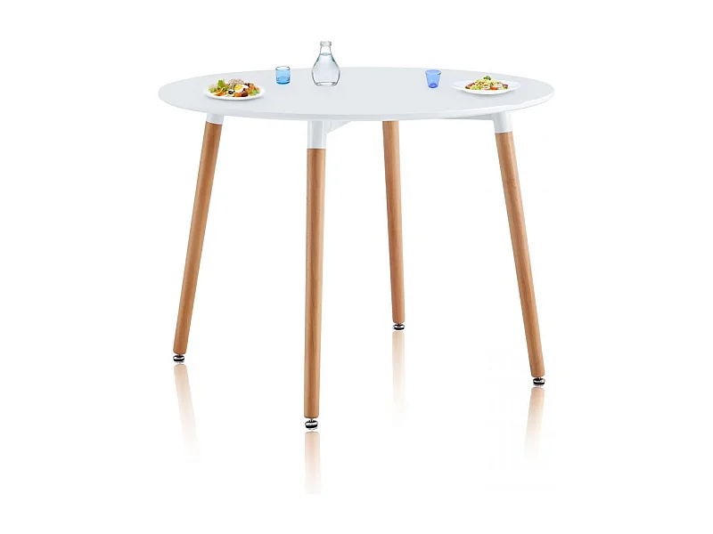 Mesa de comedor redonda Skandia Blanco - Madera de haya
