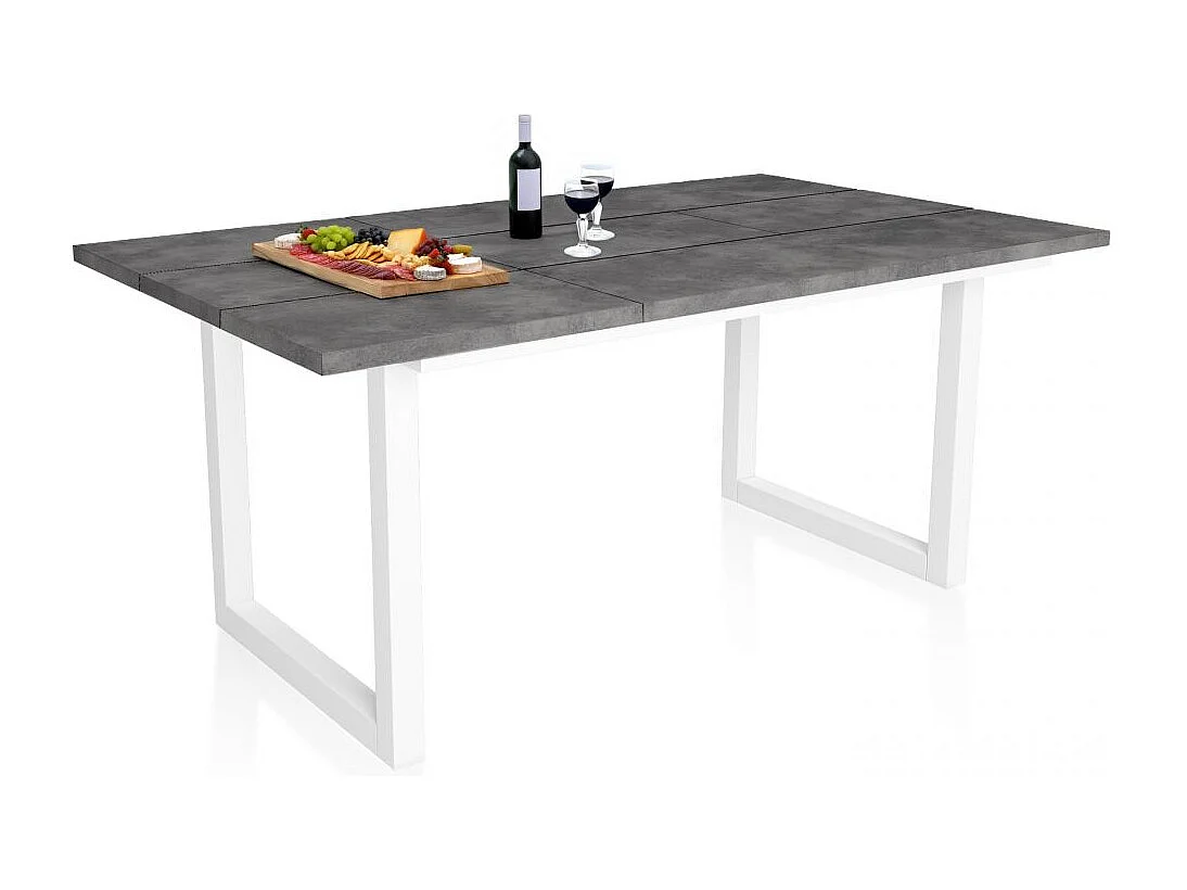 Mesa de comedor de estilo industrial en cementoy blanco 167x90 cm Altea Cemento Blanco