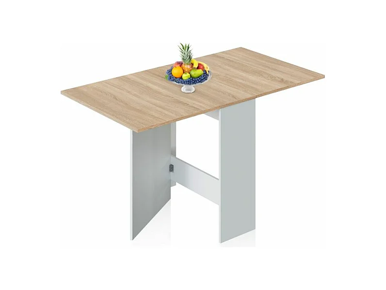 Mesa de comedor Nolix Blanco Artik (Blanco Mate) - Roble Canadian