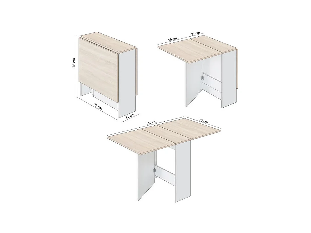 Mesa de comedor Nolix Blanco Artik (Blanco Mate) - Roble Canadian