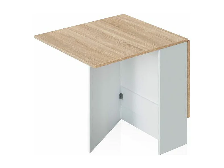 Mesa de comedor Nolix Blanco Artik (Blanco Mate) - Roble Canadian